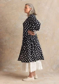 Robe tissée ”Tindra” en coton biologique - noir/motif