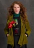 Velourcardigan i økologisk bomuld/genvundet polyester/elastan  (mørk oliven S)