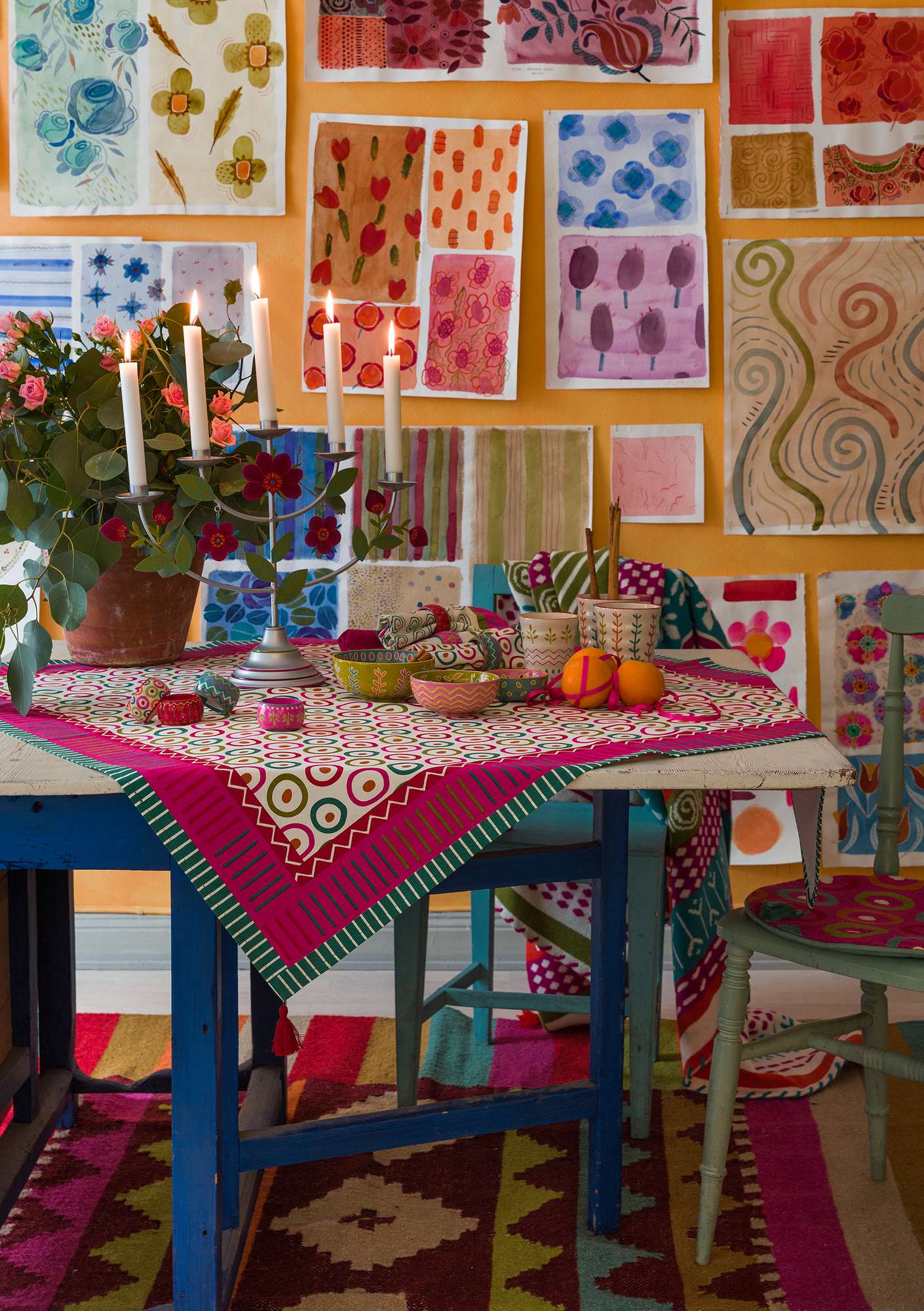 “Meringue” tablecloth in organic cotton multi-color thumbnail
