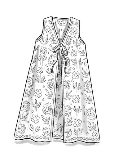 Gebreid lang gilet "Oda" van linnen/biologisch katoen - svart