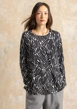 Gemustertes Shirt „Timmer“ aus Bio-Baumwolle/Modal - schwarz