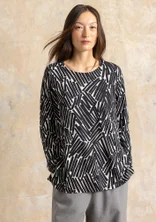 Gemustertes Shirt „Timmer“ aus Bio-Baumwolle/Modal - schwarz
