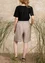 Vevd shorts i lin (lys varmgrå/stripete S)
