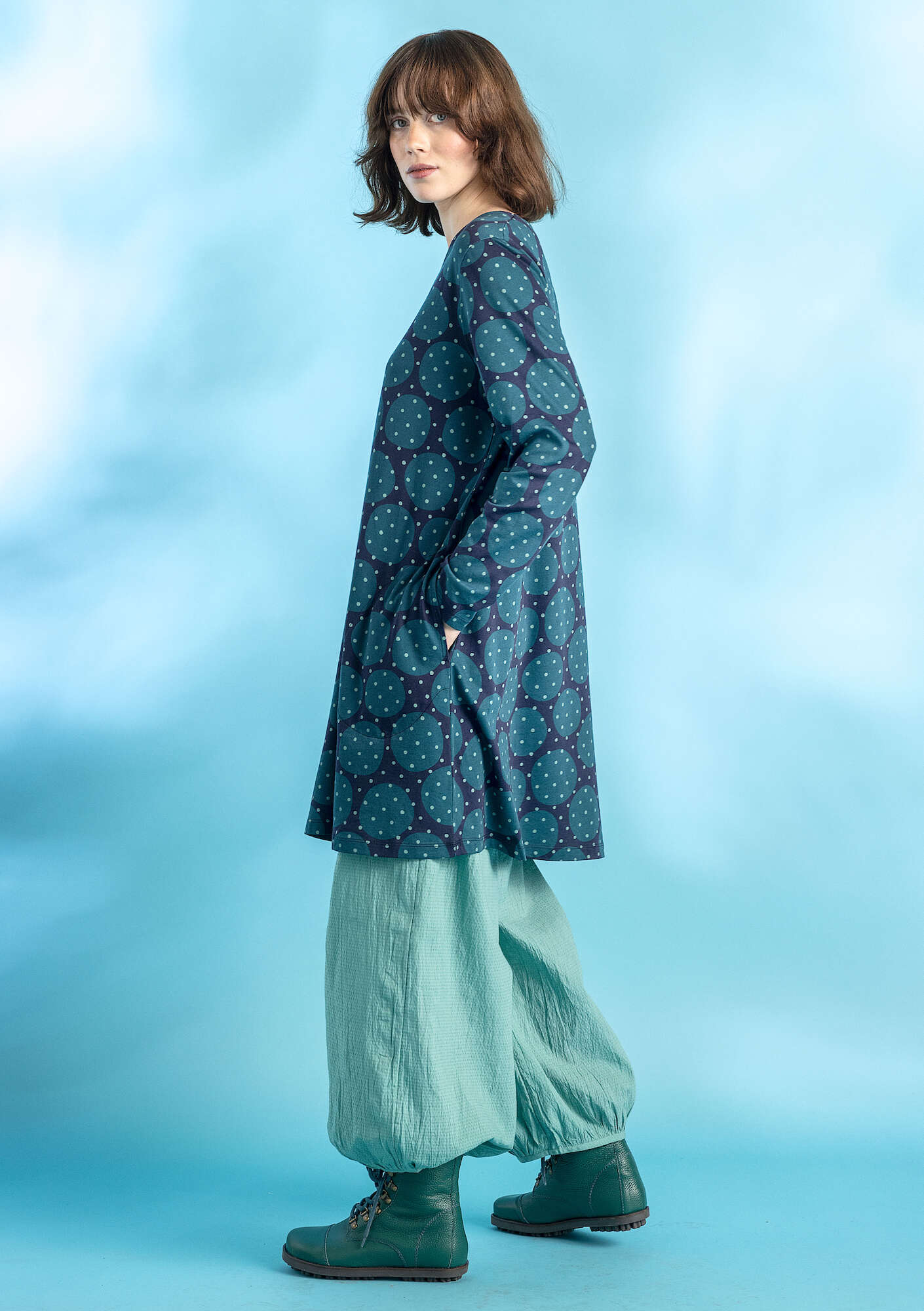 Oriana jersey tunic dark indigo/patterned