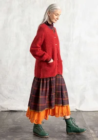 Strickjacke aus Alpakawollgemisch - papageienrott-melange
