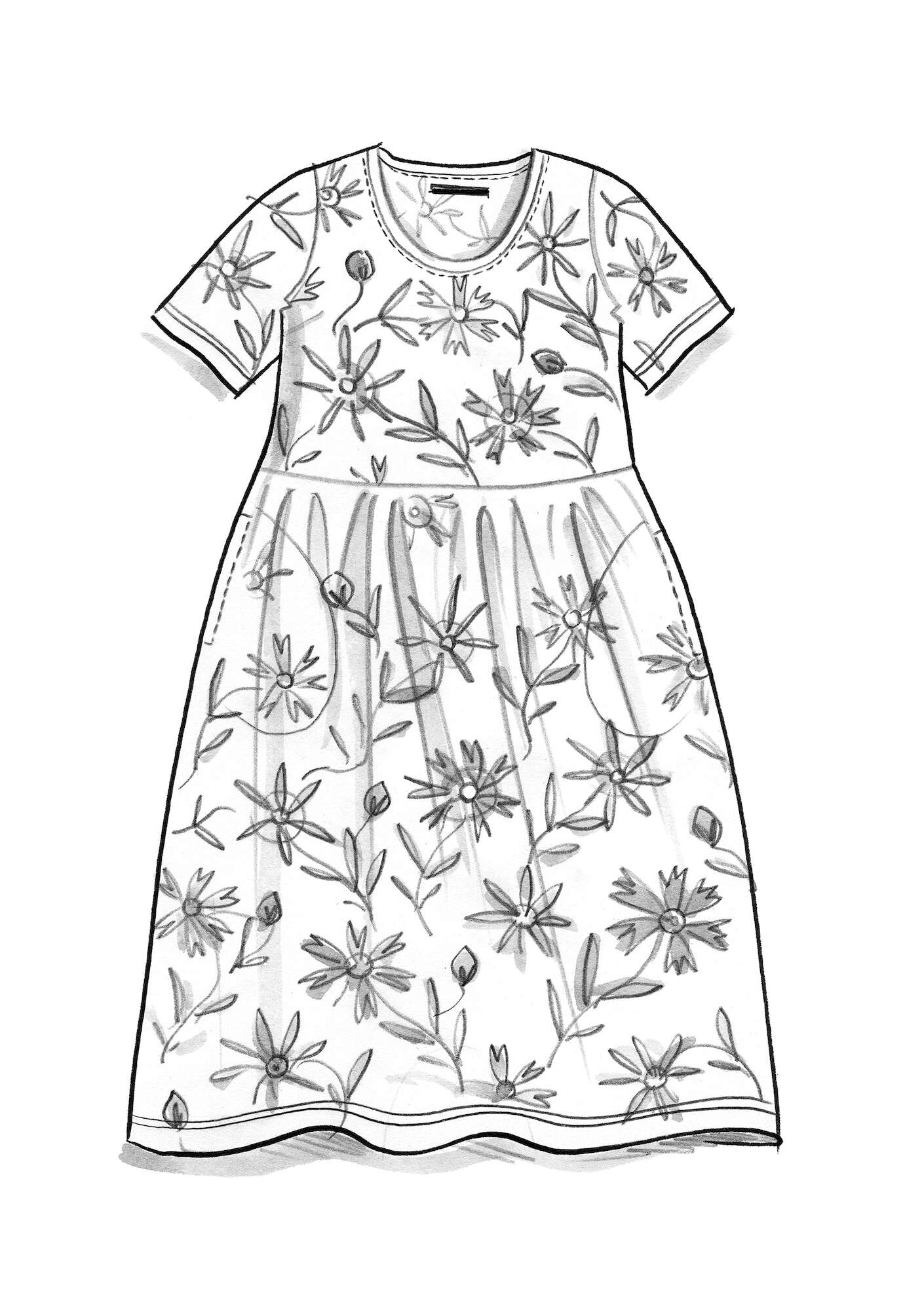 Tricot jurk  Isolde  van biologisch katoen/modal flessengroen/dessin