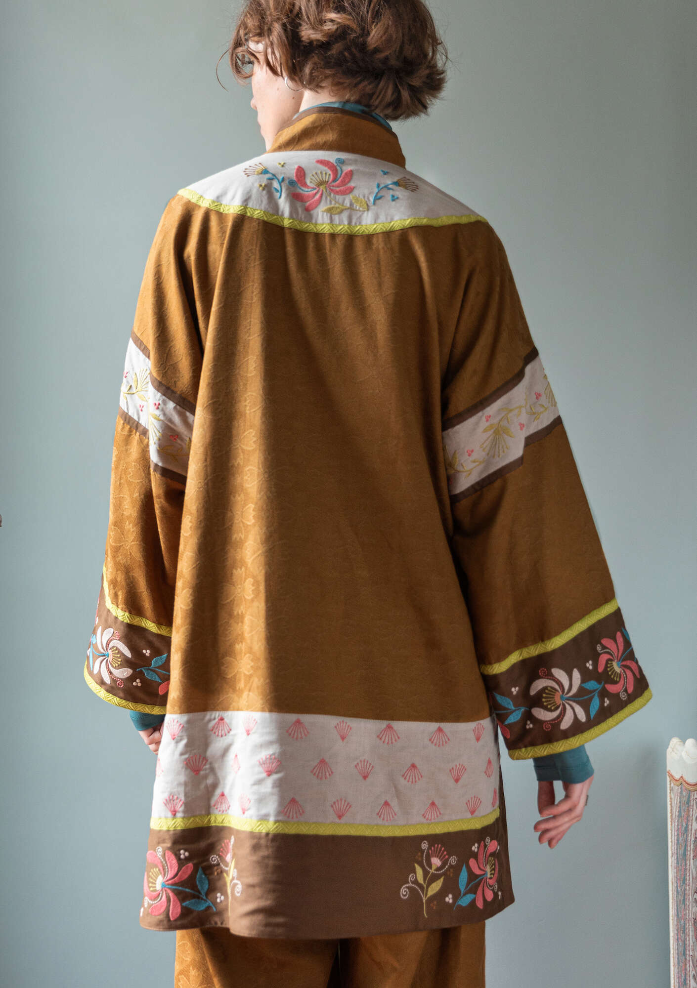 “Mei Lan” jacket in rayon/cotton/linen brass