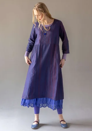 Geweven jurk "Melody" van biologisch katoen/zijde - nachtblauw