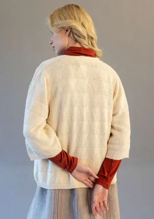 Strukturstrickjacke aus Bio-Baumwolle - ungefärbt
