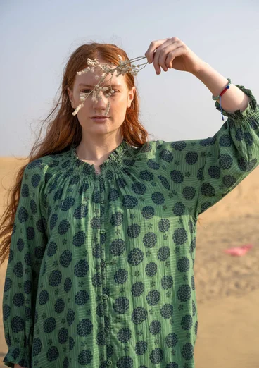 “Gjusta” woven organic cotton dress - elm green