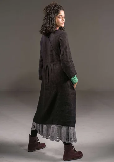 Webkleid „Bodil“ aus Leinen - schwarz