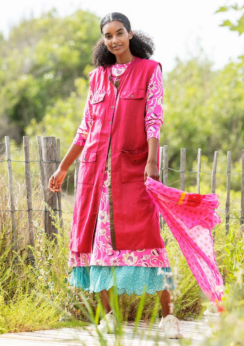 “Safari” woven organic cotton/linen dress cyklamen