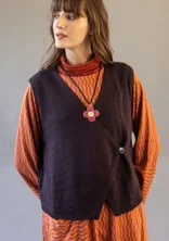 Knitted organic cotton/wool waistcoat - dark aubergine