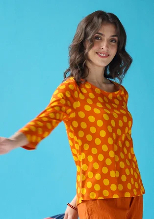 “Aina” jersey top in organic cotton/modal - rosehip/sun yellow