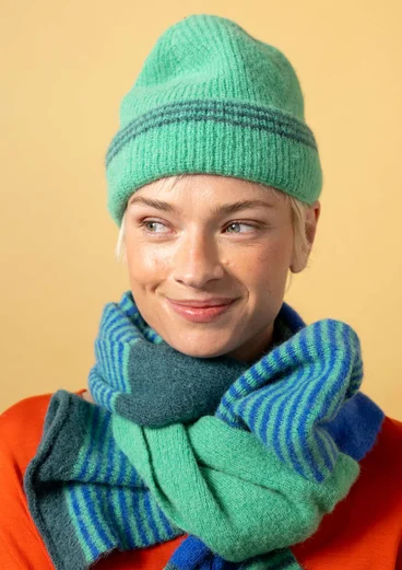 Bonnet "Stripe" en alpaga mélangé - vert lotus