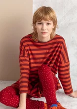 Striped organic cotton tunic - chilli/agate red