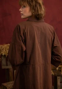 Besticktes Webkleid „Fields“ aus Bio-Baumwolle - dunkelschokolade