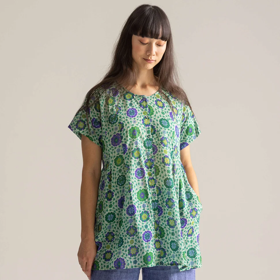 “Suzani” woven organic cotton tunic - mint