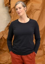 “Ebba” dotted/solid-colour cotton/elastane jersey top - black