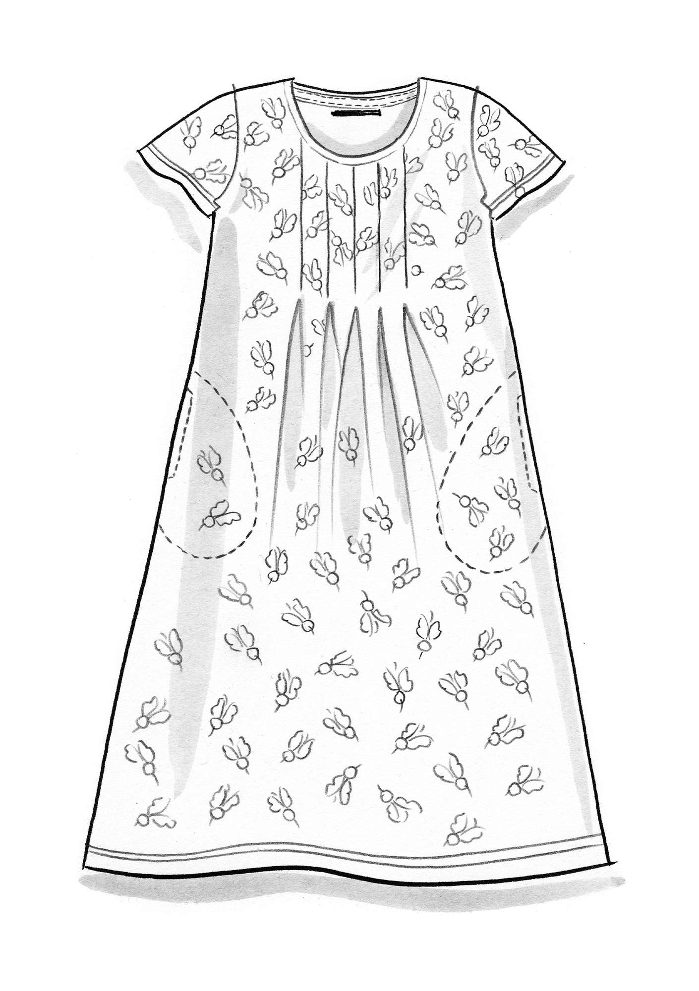 Tricot jurk  Beety  van biologisch katoen donkerolijf/dessin