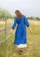 Vevd kjole «Sahara» i økologisk bomull (porselensblå XS)