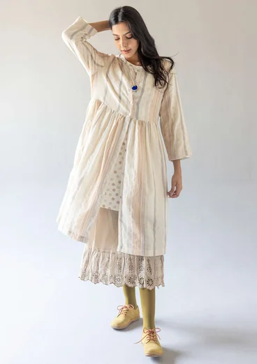 Jurk "Ketchi" van geweven wol/katoen - oester