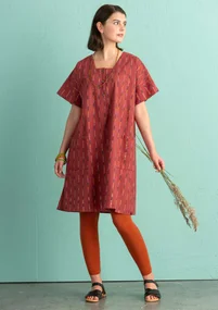 Robe "Ikat" en coton tissé - rouge garance