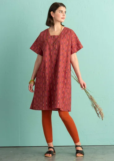 Robe "Ikat" en coton tissé - rouge garance