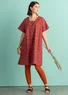 Robe "Ikat" en coton tissé (rouge garance L)