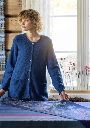 Tafelloper "Alaska Forest" van biologisch katoen - nachtblauw