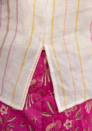 “Shima” woven striped blouse in linen - light ecru