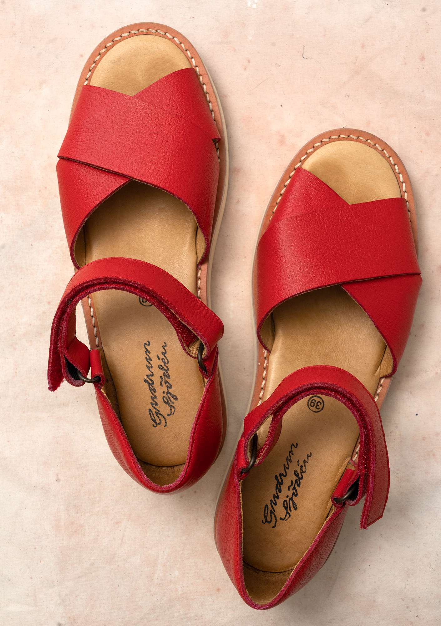 Sandales en cuir nappa rouge vif thumbnail