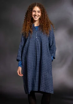 Kleid „Asta“ aus Leinengewebe - nebelblau-gemustert