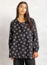 Bluse „Ester“ aus Leinengewebe (schwarz-gemustert XL)