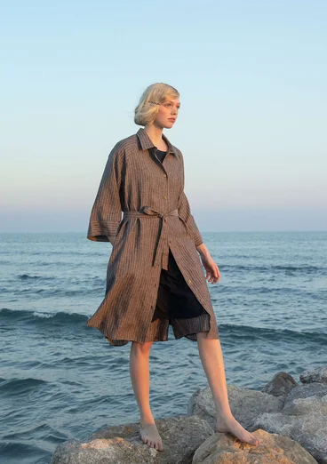 “Bifrost” woven linen shirt dress - light mulberry