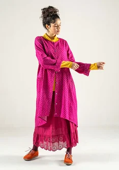 “Olivia” woven organic cotton dress - cerise/patterned
