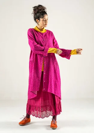 “Olivia” woven organic cotton dress - cerise/patterned