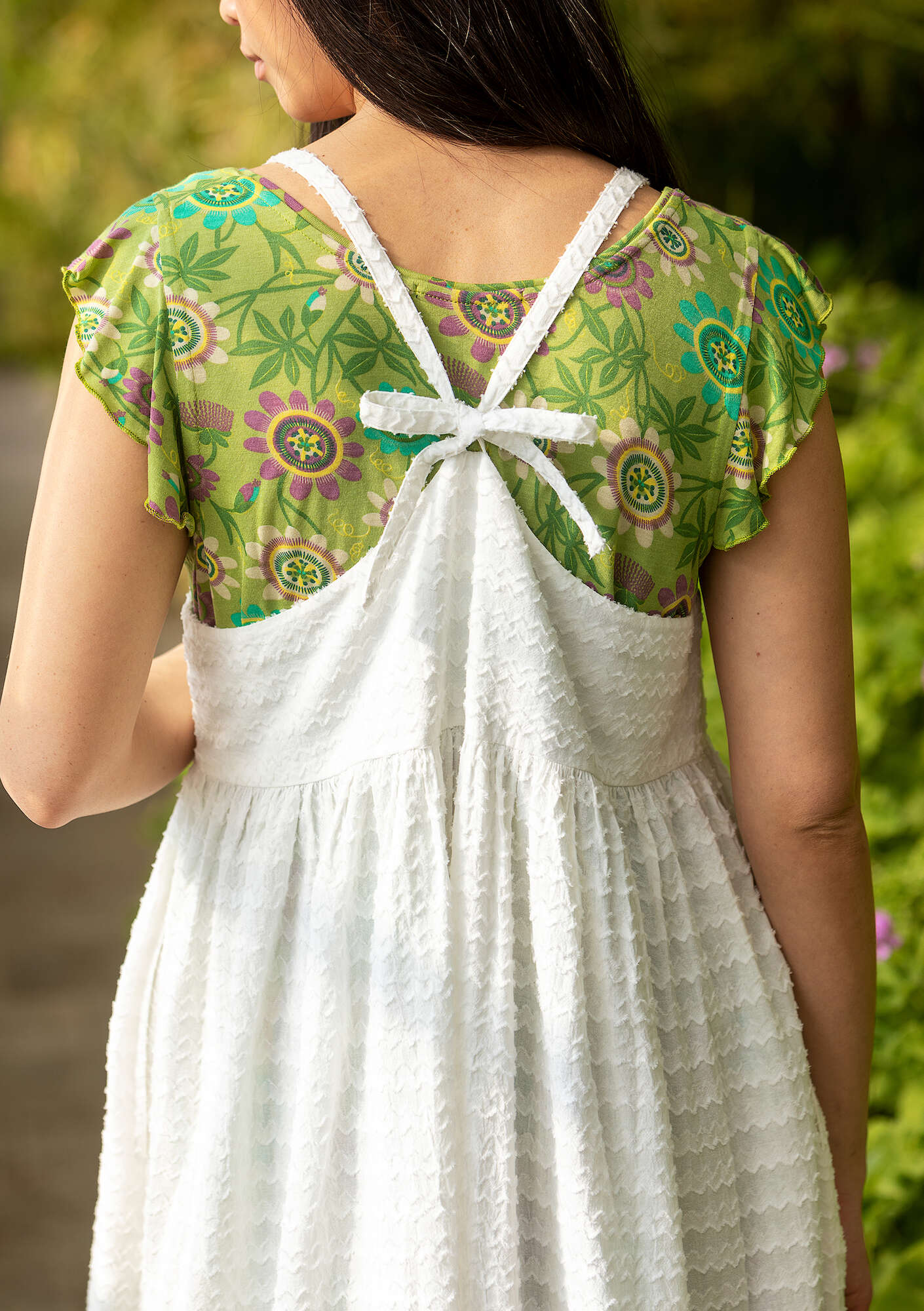 Vævet kjole i økologisk bomuld halvbleget