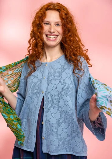 Gilet "Blomstra" en maille de coton biologique/recyclé - bleu pigeon