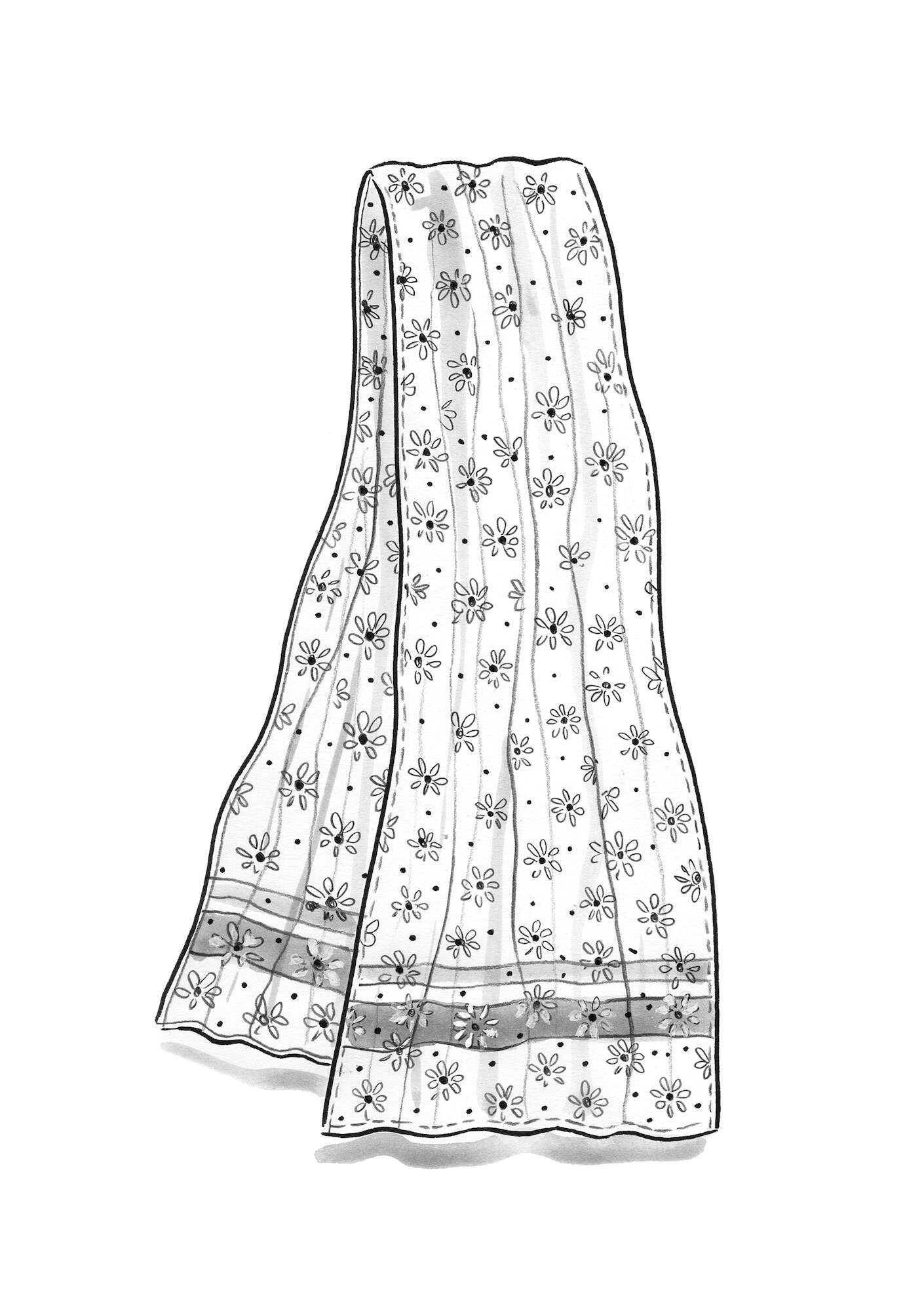 Tørklæde  Hilda  i økologisk bomuld multi