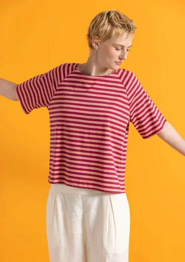 Essential striped T-shirt in organic cotton - cyklamen/cherry blossom