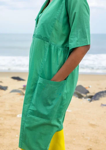 “Reflexions” woven organic cotton dress - malachite