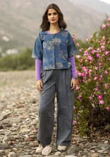 Vevd bukse «Willow» i økologisk bomull - indigo