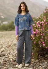 Vevd bukse «Willow» i økologisk bomull - indigo