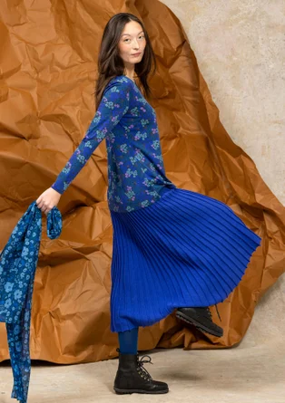 Jupe en maille côtelée de coton biologique/recyclé - bleu cobalt