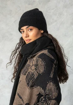 Bonnet en alpaga mélangé - noir