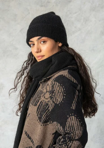 Bonnet en alpaga mélangé - noir
