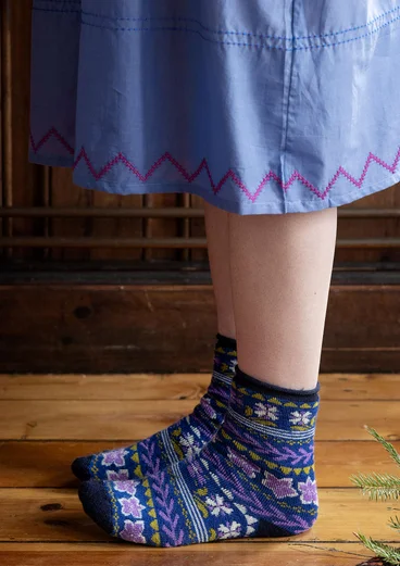 Socka "Twinkle" i ullfrotté - briljantblå