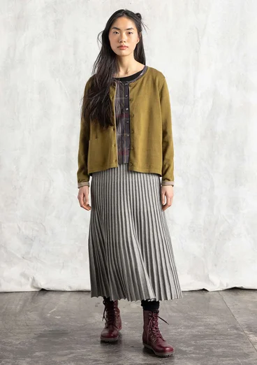 Strickjacke aus Bio-/Recycling-Baumwolle - dunkelolive