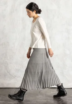 Organic/recycled cotton knit skirt - grey melange/solid colour